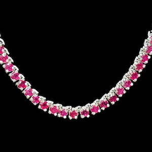 Natural Ruby + 999 Silver Tennis Set Necklace, Avant-garde Jewelry, Customized Luxury for YOU, Free Fast Shipping