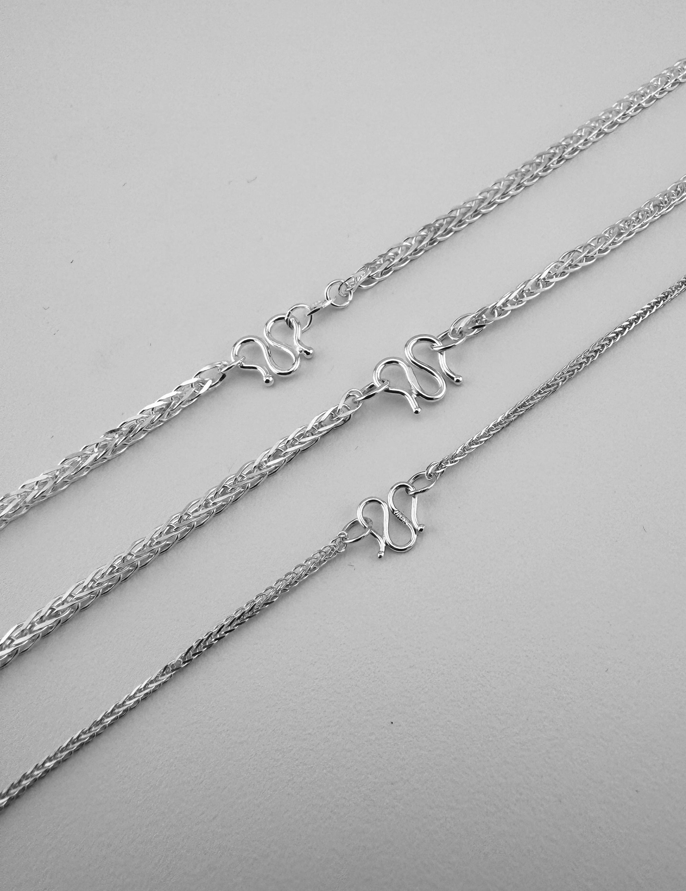 999 Pure Silver Thin Wheat Chain Necklace – Hypoallergenic