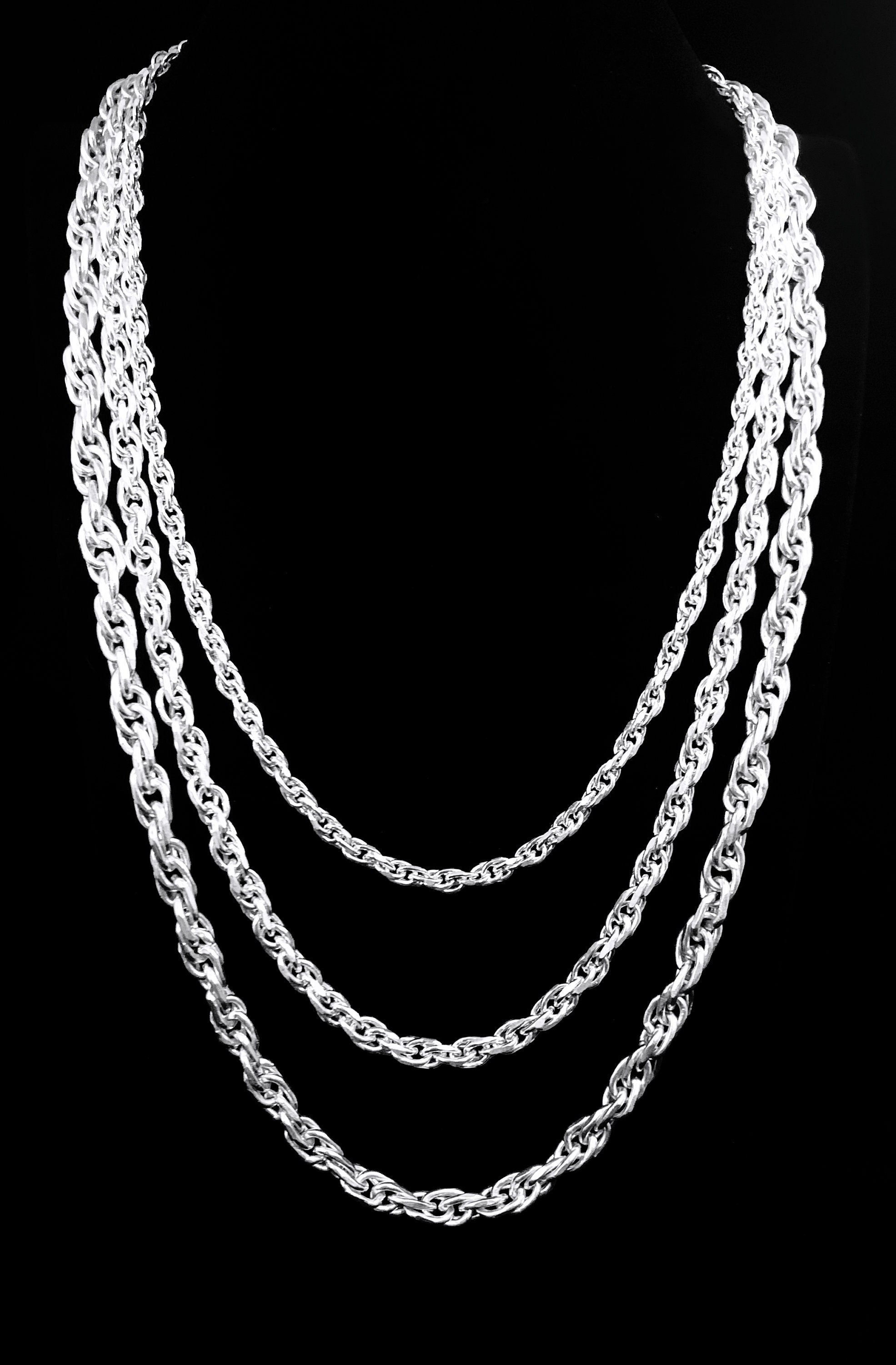 国内直営【DIESEL】Sterling Silver Diamond Cut Necklace 999 Silver Diamond Cut Rope Chain Necklace, Hypoallergenic