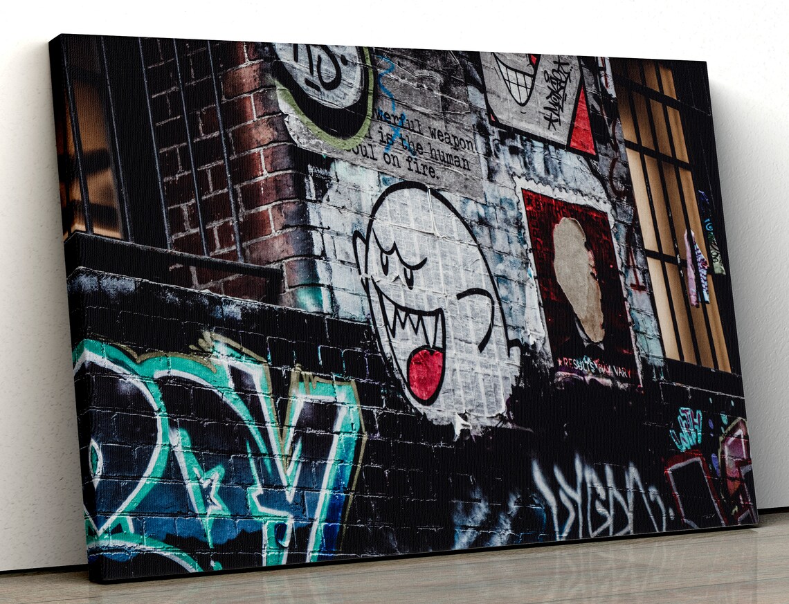 Cute ghost graffiti art Tiny ghost wall art Street art Urban Etsy