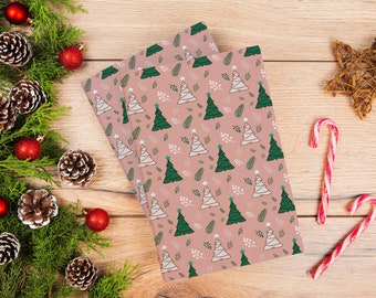 Christmas Notebook with Festive Christmas Trees Art | Stocking Filler | Original Illustration Art