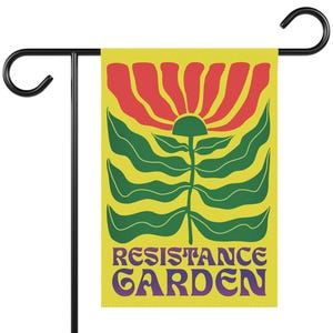 Resistance Garden Flag, Garden Banner, Retro Garden Flag, Resistance Garden Sign, 70&#39;s House Banner, Activist Yard Decor