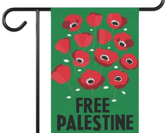 Free Palestine Garden Flag: Floral Resilience, Liberation Support (12x18in.)