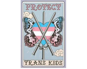 Protect Trans Kids Tarot Karte Poster, Trans Pride, Trans Rechte, LGBTQ, Trans Geschenke, Pride Wanddekor, Lgbtqia Pride, Pride Geschenk, Protest