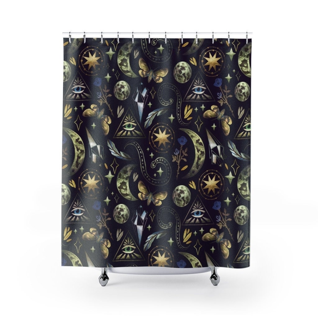 12 Pack Metal Shower Curtain Hooks – Rust Proof Gold Rings With Snap Closure