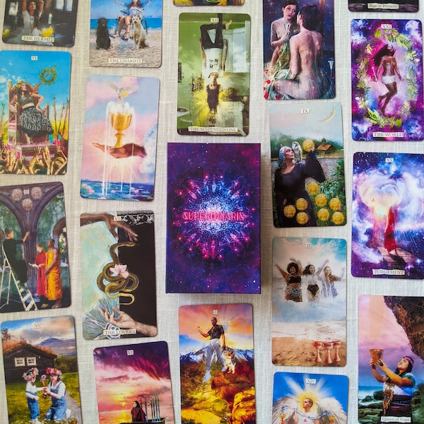 Superlunaris Tarot, rose gold edges, indie Tarot deck, tarot cards, for beginners, witchy gifts, tarot deck, gifts for her, inclusive tarot