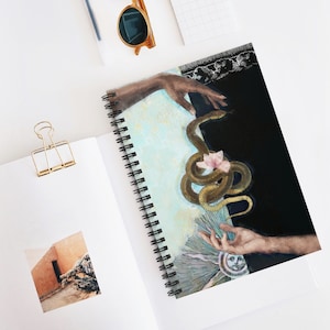 The Lovers Card Spiral Tarot Journal Notebook - Ruled line paper for writing, poems, card of the day journaling - Superlunaris Tarot