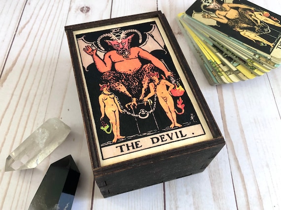 The Devil Tarot Cards Box Keepsake Box Stash Box Wood Box