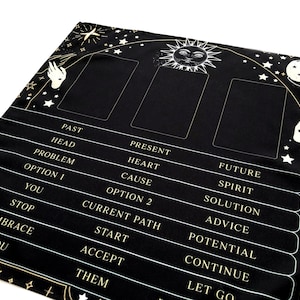 3 Card Tarot Spread Reading Cloth, Table Mat, Altar Cloth, Witchy Gifts for Readers, Witch Decor, Oracle Learning, Divination, Celestial image 6