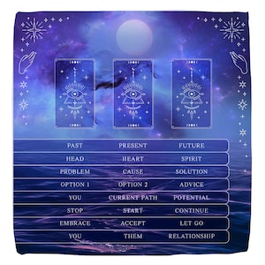 3 Card Tarot Spread Cloth, altar cloth, reading mat, spiritual accessories, metaphysical tools, occult gifts, beginner, witchy, full moon