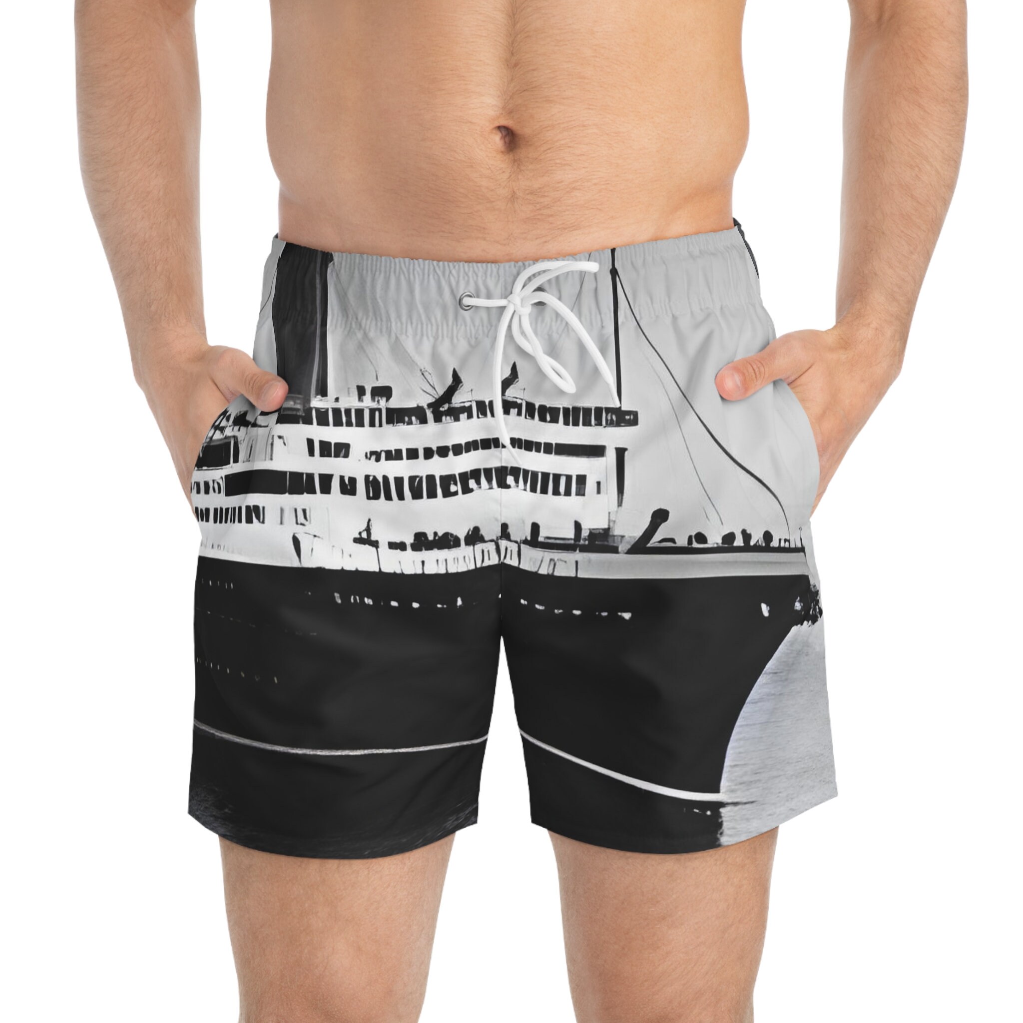 Retro Cruise Ship Men's Swim Trunks - Etsy