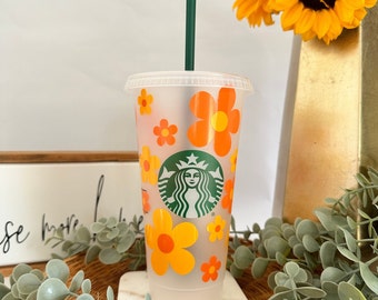 Flower Starbucks Cup|Starbucks Cup | Starbucks |Starbucks Reusable Cold Cup|24 oz Starbucks Cup | Starbucks Cold Cup | Gifts for her| Trendy