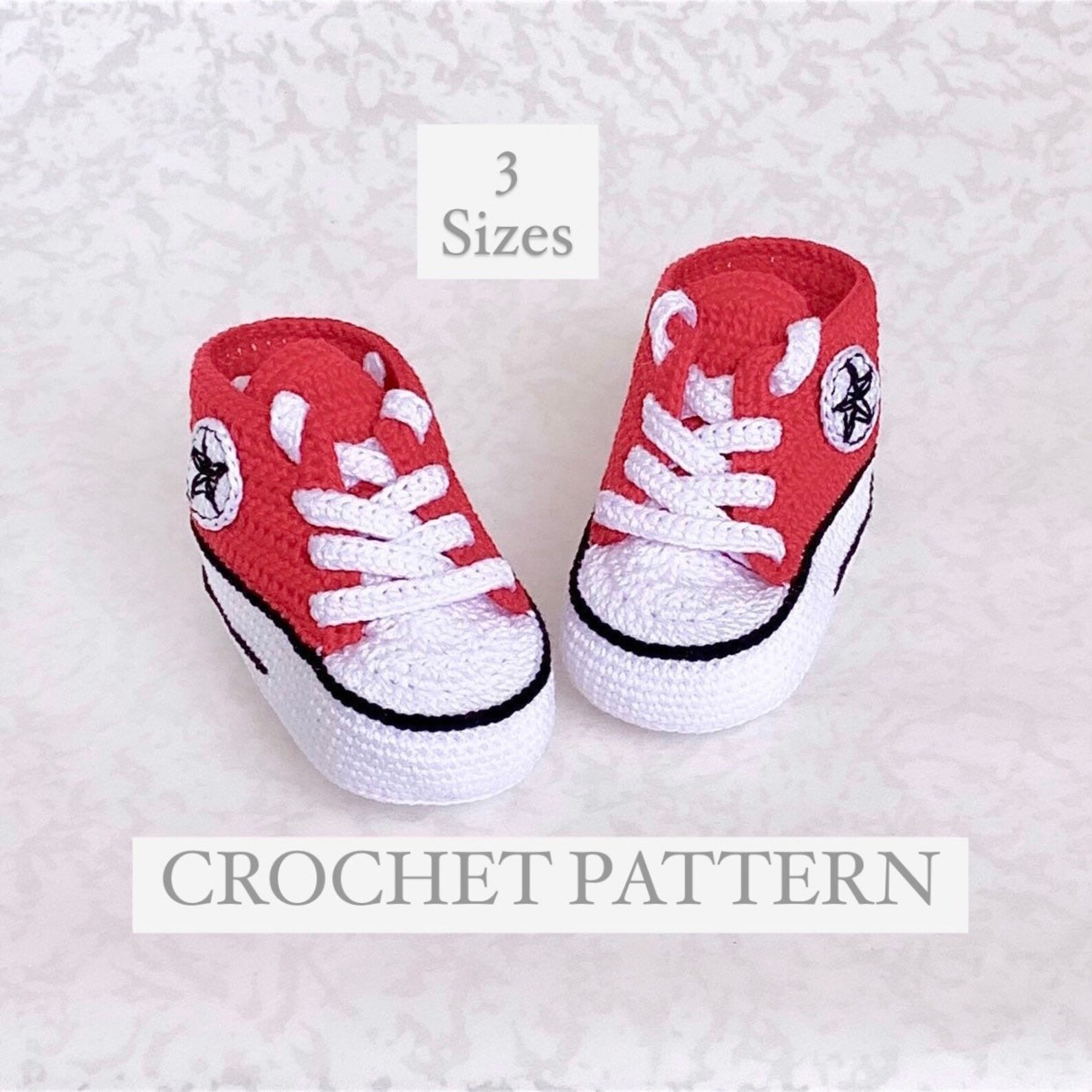Converse for baby CROCHET PATTERN 3 sizes booties pattern Etsy