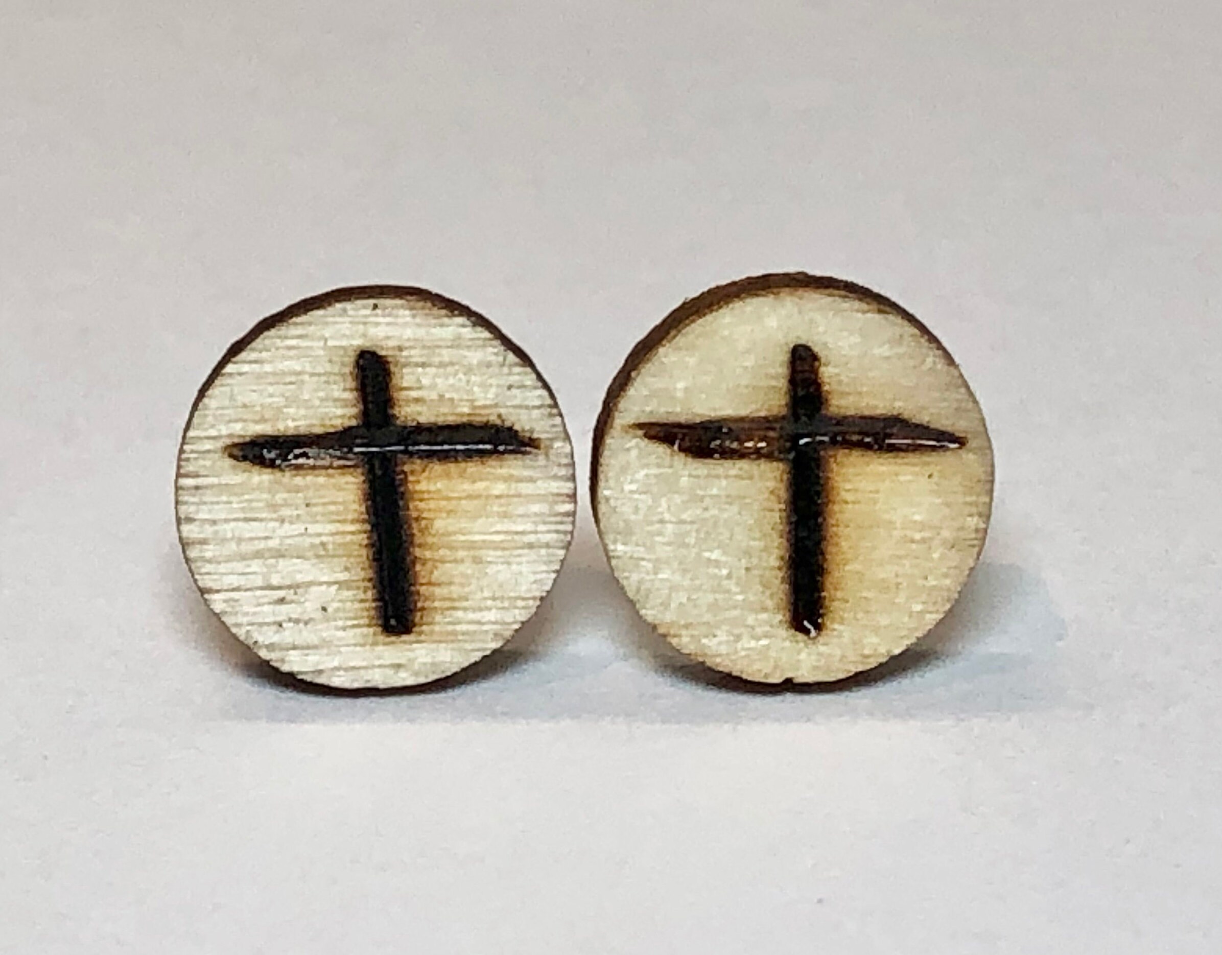 Cross Wood Stud Earrings Baptism Jewelry Gift Girl Etsy