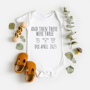 Custom Pregnancy Announcement, And Then There Were Three Baby Bodysuit, Baby Announcement, Baby Shower Gift, Baby Coming Soon Bodysuit