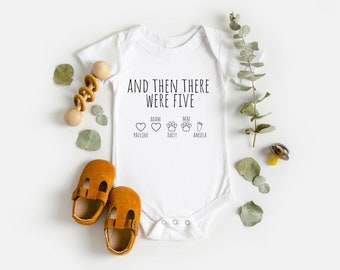 Custom Pregnancy Announcement, And Then There Were Five Baby Bodysuit, Baby Announcement, Baby Shower Gift, Baby Coming Soon Bodysuit