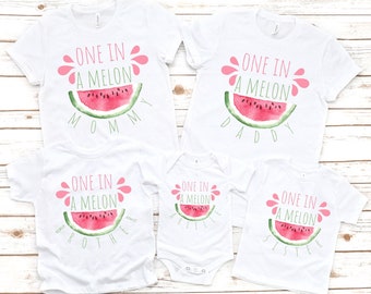 Custom Family One en una camisa de primer cumpleaños de Melon Girls para el 1er atuendo de cumpleaños de la niña del primer cumpleaños fiesta de sandía de cumpleaños