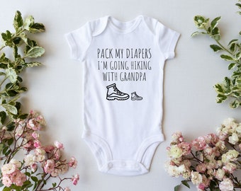 Pack my Windpers Im Going Wandern mit Opa Schwangerschaft Ankündigung Lustiges Angeln Baby Outfit Baby Body für Baby Shower Geschenk