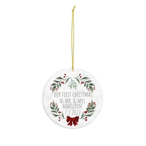 Personalized Mr and Mrs Christmas Ornament, First Christmas Married Ornament, Our First Christmas Married as Mr and Mrs Ornament