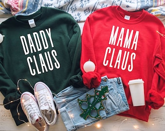 Mamma Claus pappa Claus tröja, familje Claus tröja, matchande familjejultröjor, mamma jultröjor, mamma claus