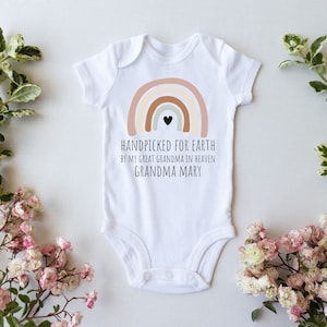 Custom baby handpicked for earth by my great grandma in heaven baby outfit for baby clothes bodysuit gift for baby shower gift