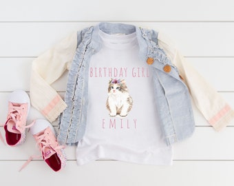 Personalisiertes Geburtstagsshirt für Katzengeburtstag, Geburtstagsshirt für Katzen, Geburtstagsshirt Mädchen, Katzengeburtstagsshirt