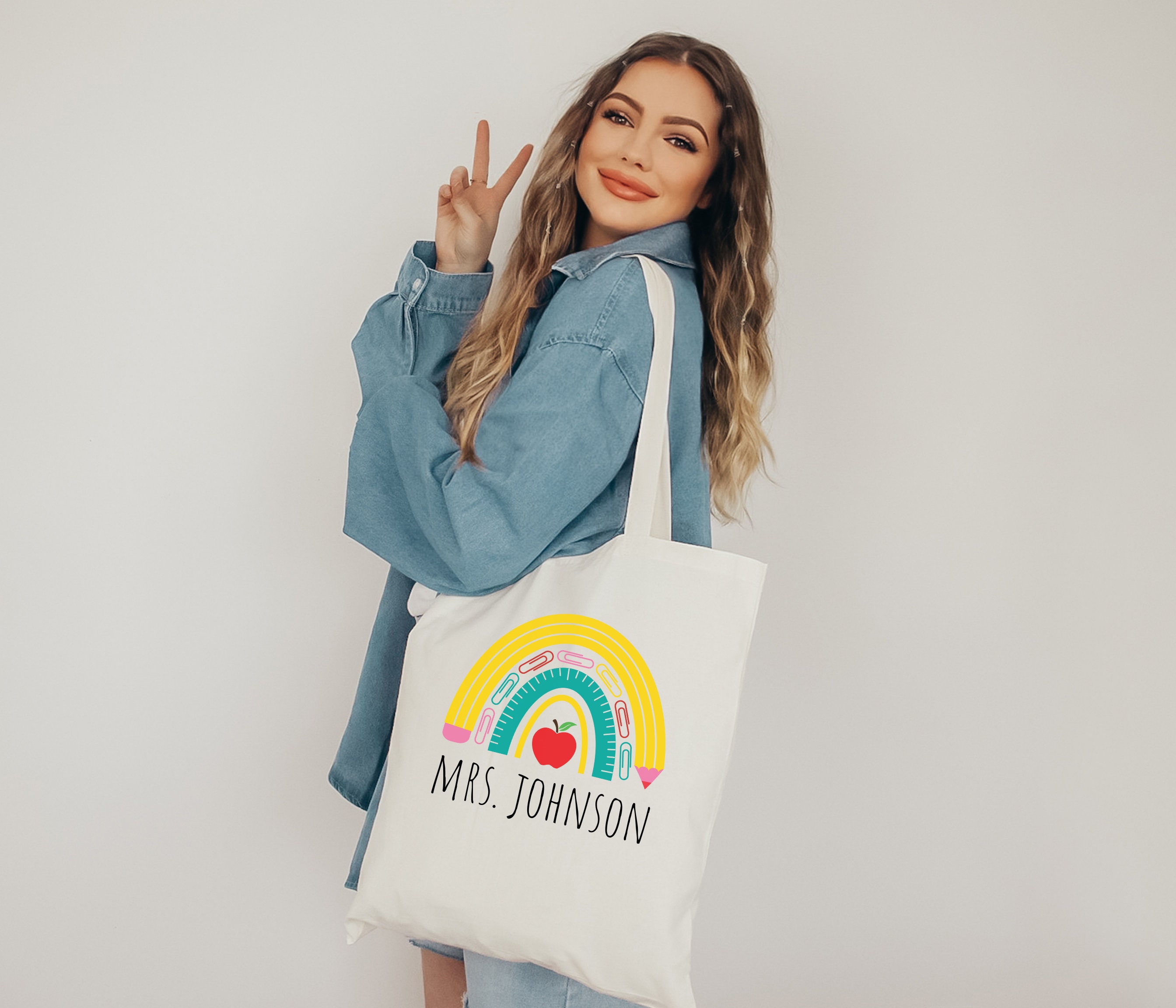 Custom Teacher tote bag, teacher appreciation gift for teacher appreciation, boho teacher gift, teachers gift