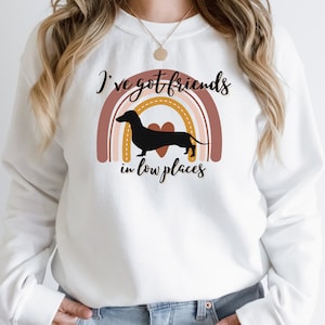 Dachshund Shirt, Funny Gift for Dachshund Lover, Retro Vintage Dachshund, Dachshund Mom, Wiener Dog Shirt, I&#39;ve Got Friends In Low Places