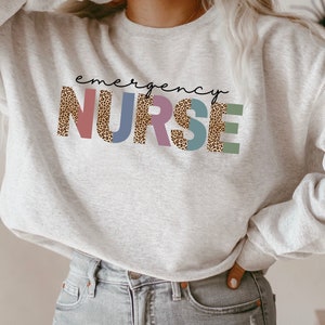 Emergency Nurse Sweatshirt - ER Nurse - Nurse Life - Trauma Nurse - Emergency Department - Leopard / Cheetah - Unisex Crewneck Sweatshirt