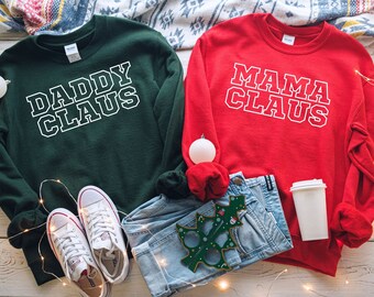 Mamma Claus pappa Claus tröja, familje Claus tröja, matchande familjejultröjor, mamma jultröjor, mamma claus