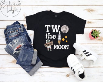 Two the Moon Birthday Shirt for Boys 2nd Birthday Outfit Boys Space Birthday Party Personalized Birthday Shirt Boys Space Second Birthday
