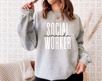 Personalized Social Worker Collegiate Sweatshirt Gift For Social Worker, Social Worker Shirt, Social Work Social Worker Grad Gift Therapist