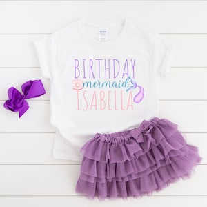 custom mermaid birthday girl shirt, mermaid shirt for mermaid party, mermaid theme, under the sea, mermaid outfit, girl birthday shirt