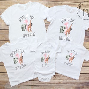 Custom Wild One Birthday Shirt Girls Cake Smash Outfit Jungle Birthday Outfit Safari Zoo Matching Family Birthday Hat Birthday Outfit