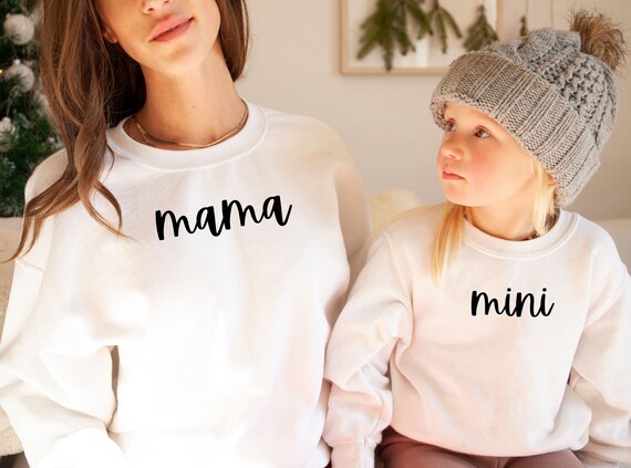 Mommy and Me Sweatshirts Retro Mama Mini Outfits New Mom to Be Custom Matching Mom Shirts Kid Baby Unisex Crewneck Sweatshirt Etsy UK