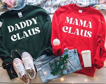 Mamma Claus pappa Claus tröja, familje Claus tröja, matchande familjejultröjor, mamma jultröjor, mamma claus