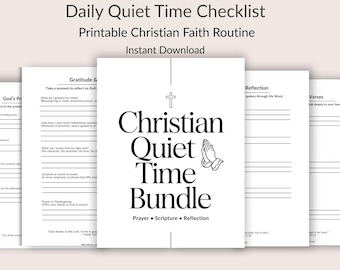 Daily Quiet Time Checklist Printable, Christian Devotional Pages, Scripture Reflection & Prayer Journal, Bible Study Routine PDF