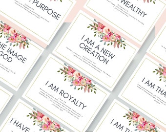Christian Affirmations I Am | Set of 10~Size 4X6~Affirmation Cards | Digital Scripture Cards -05 New Year