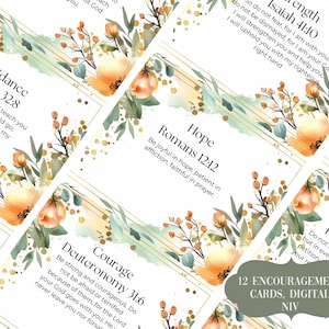 12 Encouragement Cards Printable | Set of 12~Size 3 1/3&quot; x 4&quot; (in.)~Inspirational Cards | Digital Download Spring