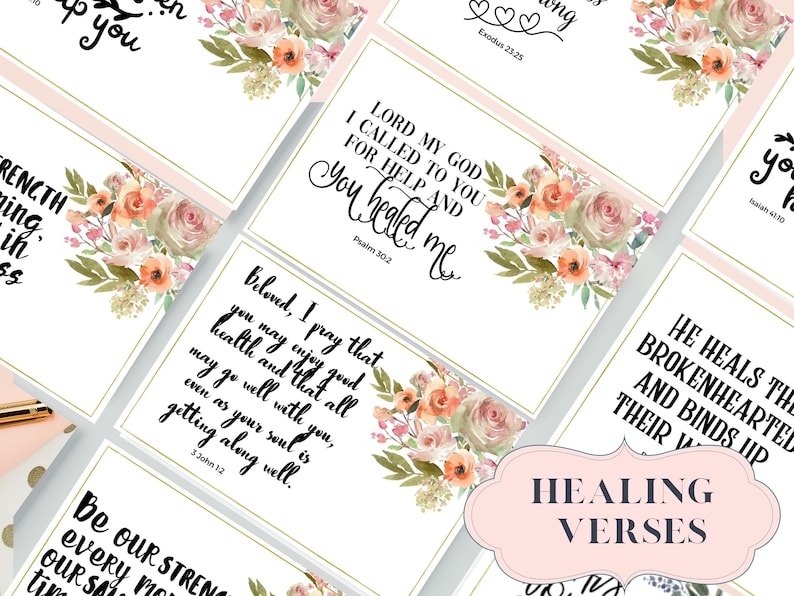 Bible Verse Cards Printable | Set of 12~size 4x6~inspirational Cards ...