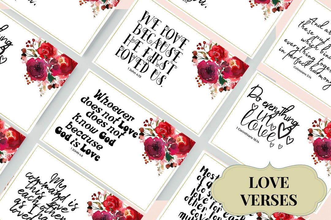 Bible Verse Cards Printable Love Valentines | Set of 12~size 4x6 ...