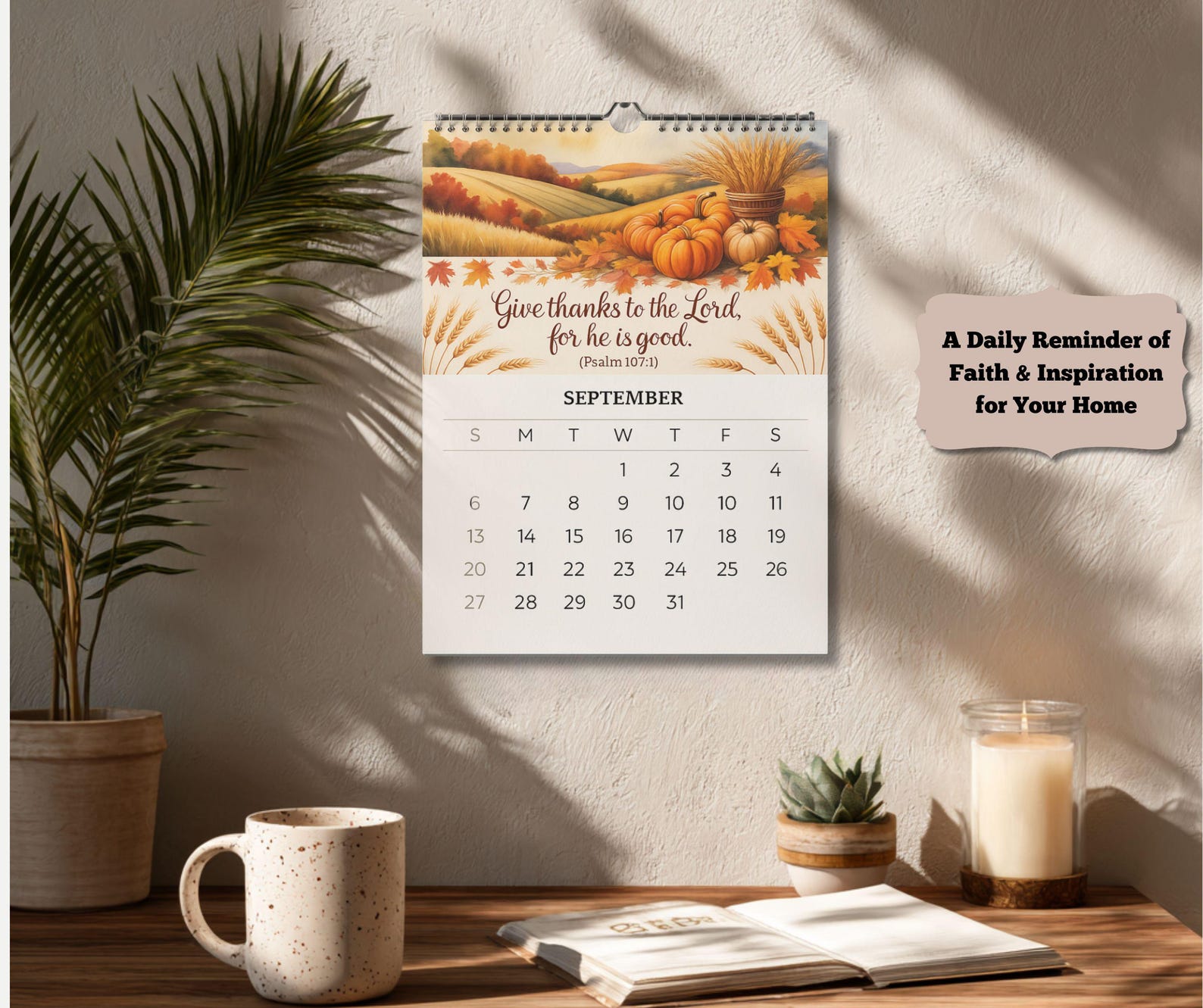 2026 Christian Wall Calendar | Bible Verse Monthly Scripture Calendar ...