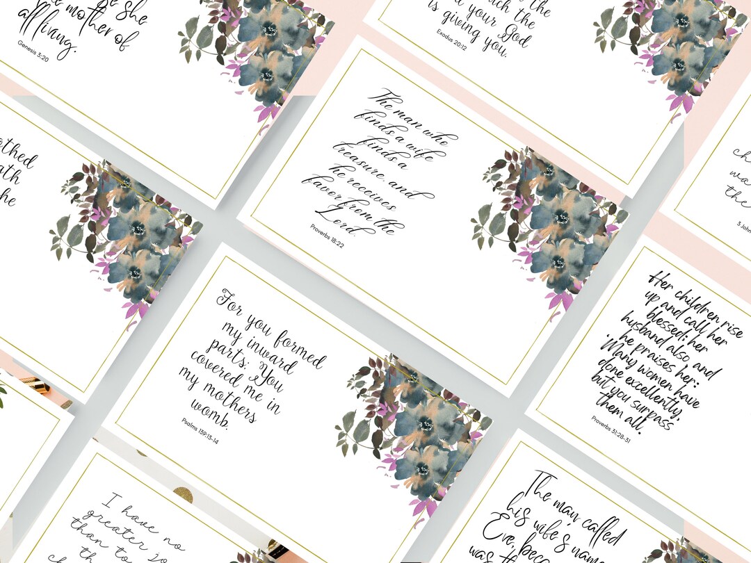 Mother Bible Verse Cards Printable| Set of 8~size 4x6~inspirational ...