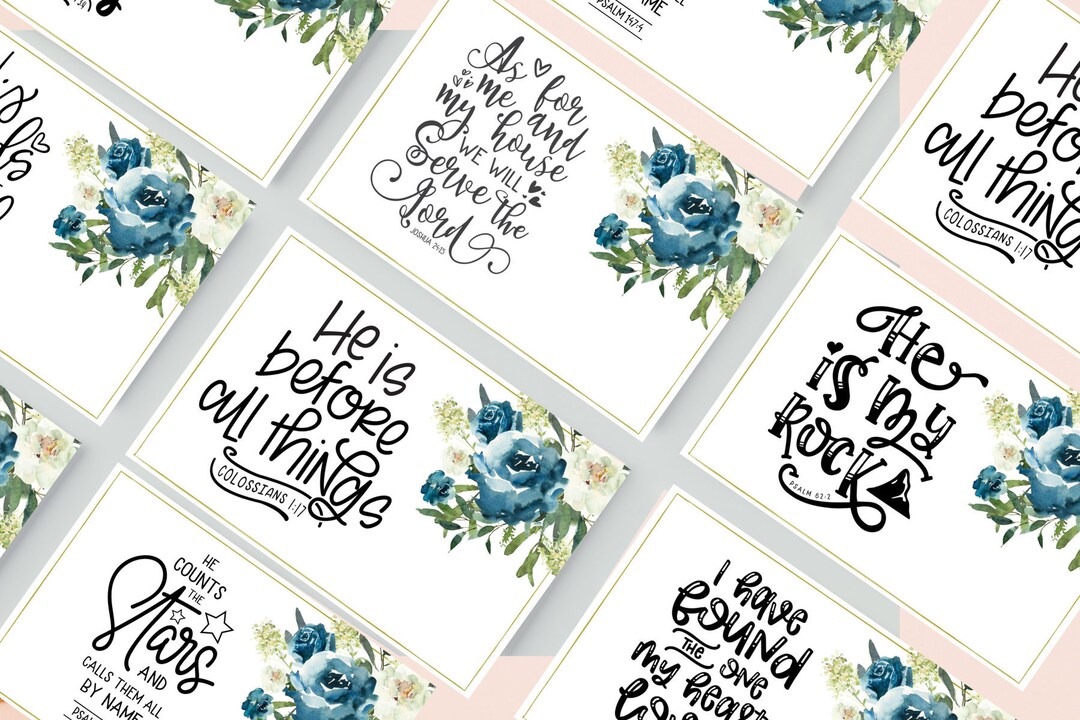 Printable Bible Verse Cards | Set of 12~size 4x6~inspirational Cards ...