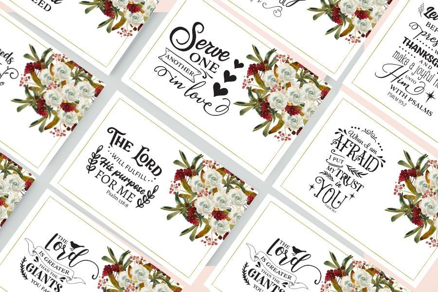 Bible Verse Cards Printable | Set of 8~size 4x6~inspirational Cards ...