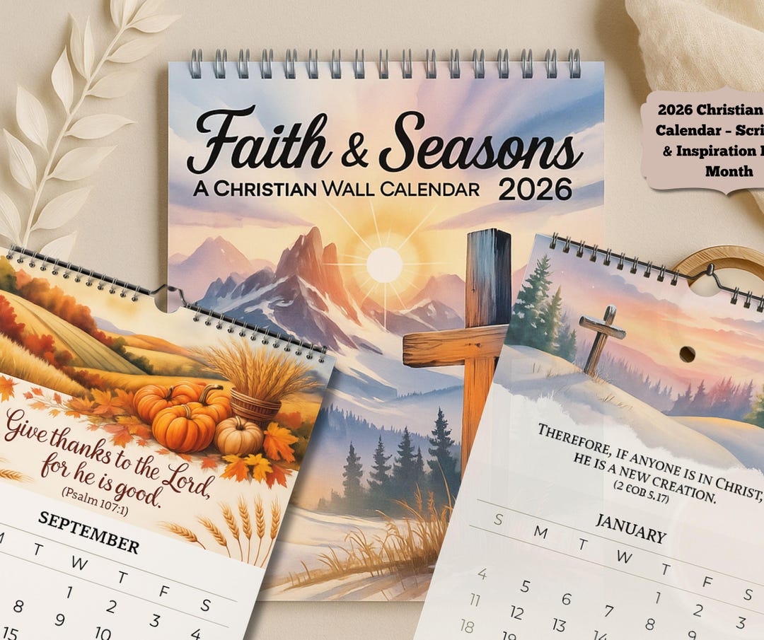 2026 Christian Wall Calendar | Bible Verse Monthly Scripture Calendar ...