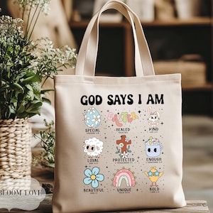 Tote Bag Canvas Gift Religious, Faith Tote Bag Christian Gift Scripture Gift Bible Verse Christian Girl Gift Church Gift School Tote Shopper