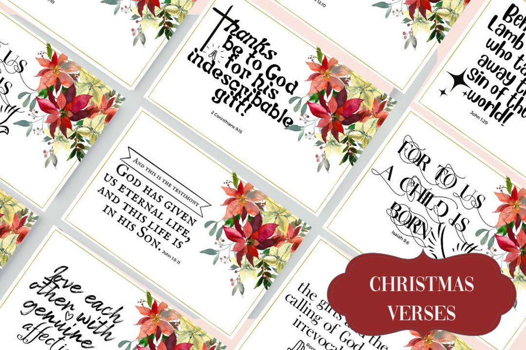 Printable Bible Verse Cards Christmas | Set of 6~size 4x6~inspirational ...