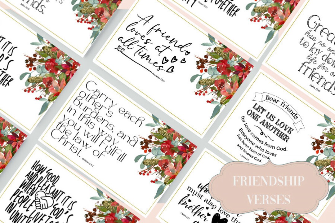 Printable Bible Verse Cards Friendship | Set of 6~size 4x6 ...