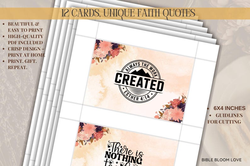 Bible Verse Cards Printable | Set of 12~size 4x6~inspirational Cards ...